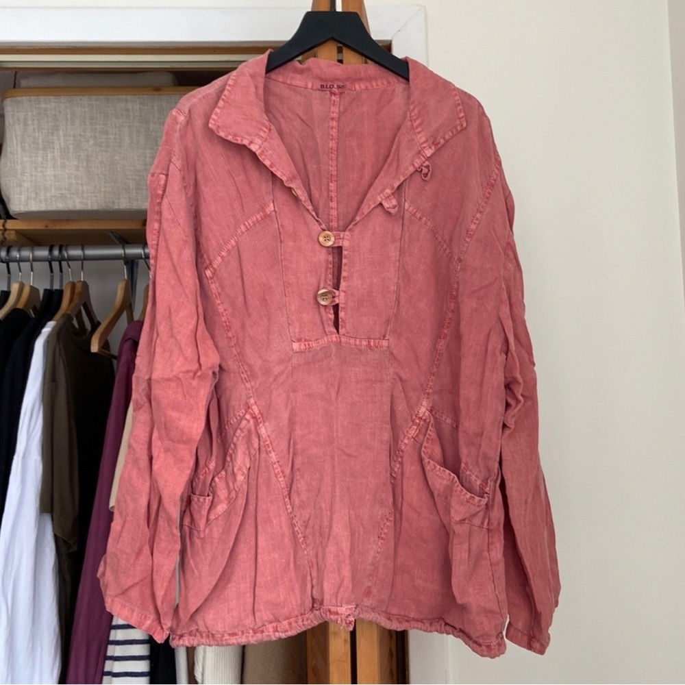 100% linen shirt jacket cover up by B-loose